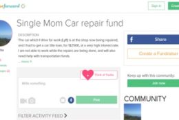 Single mom Lyft driver needs $2500 and expenses for while car is repaired.